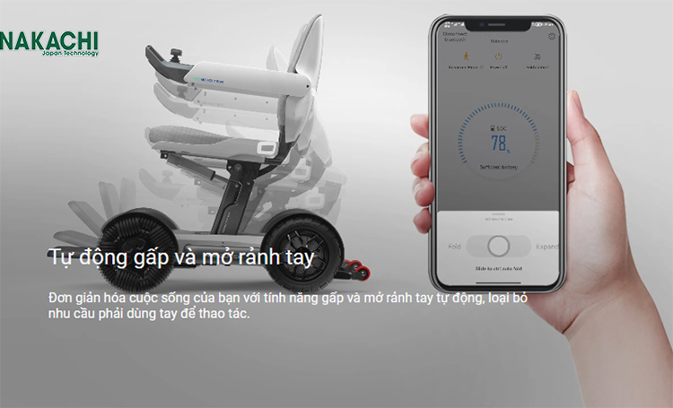 Gấp mở tự động  Click to view large image Xe Lăn Điện Thông Minh Gấp Gọn Robooter X40